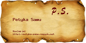 Petyka Samu névjegykártya